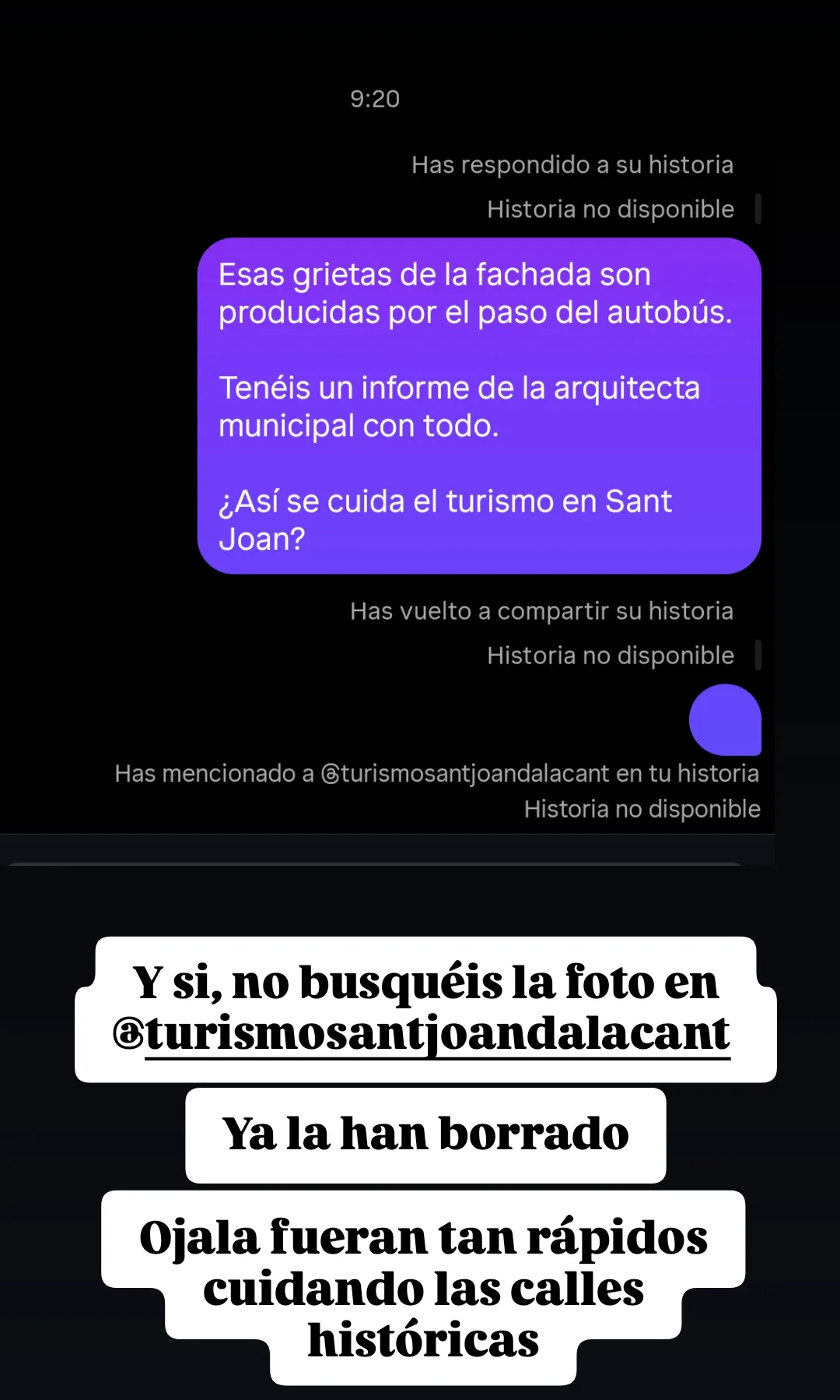 Resposta enviada des del compte de l’associació a la història institucional.