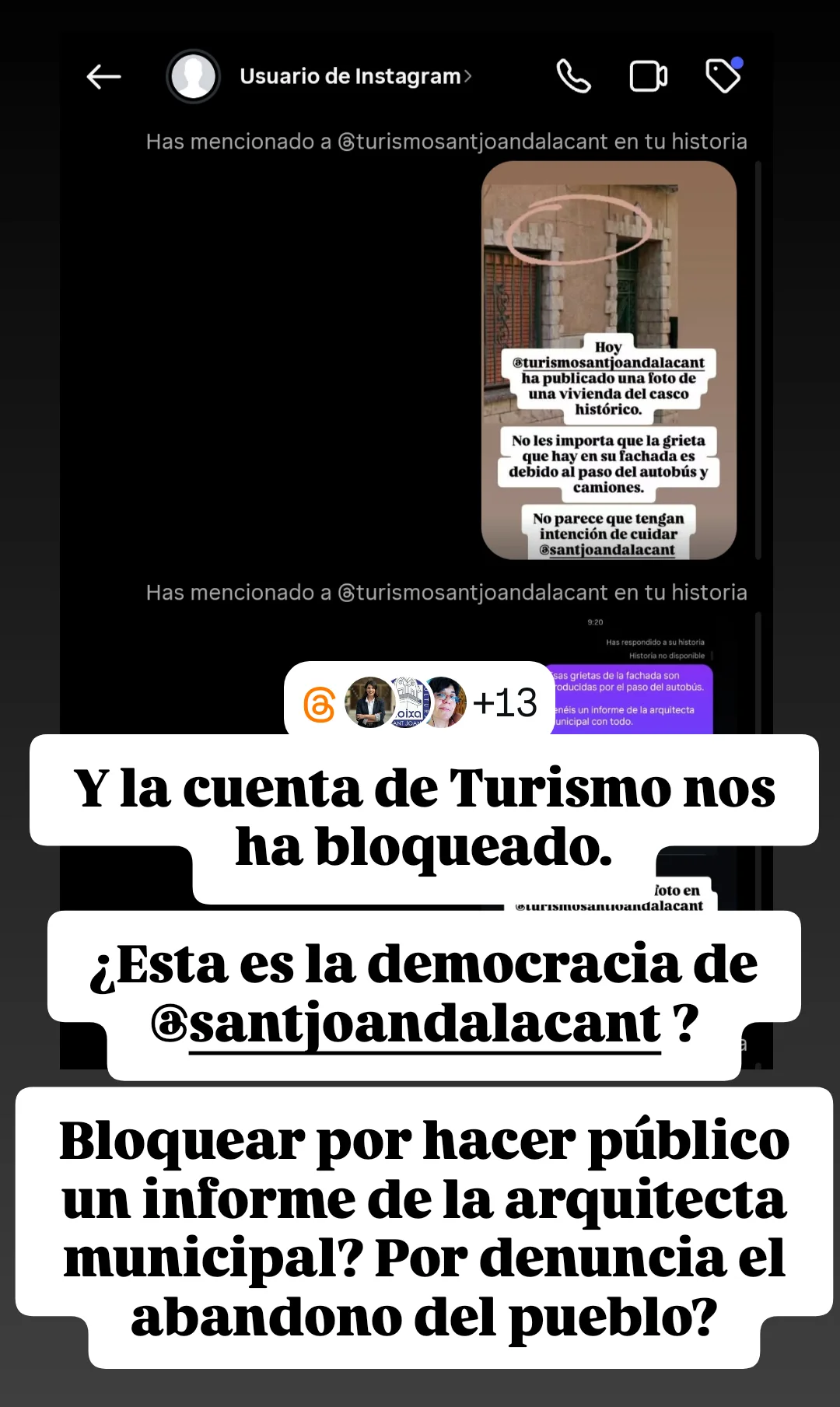 Captura aportada per l’associació després de comprovar que el perfil institucional apareixia com no disponible des del compte afectat.
